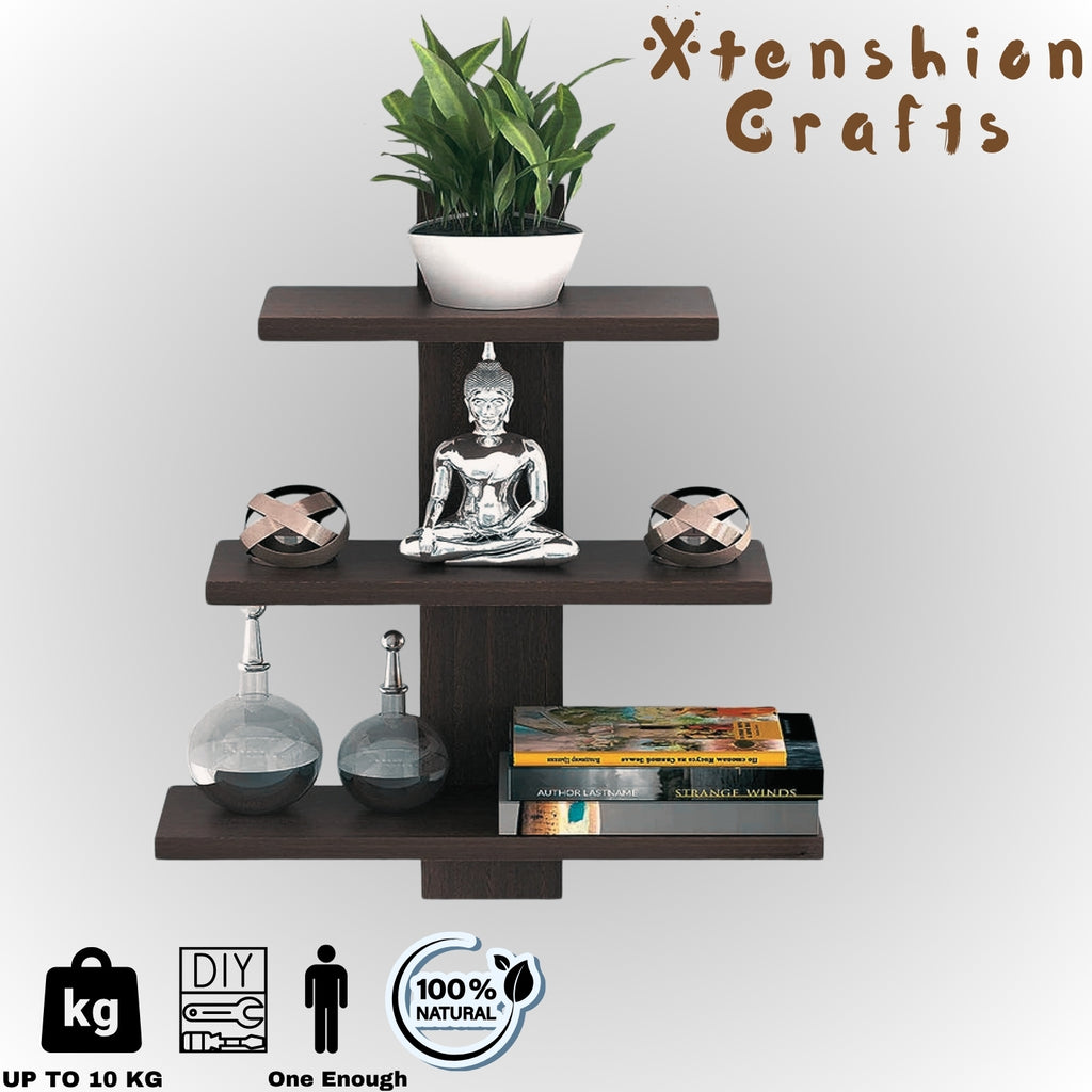 Three-Tier Wooden Wall Shelf