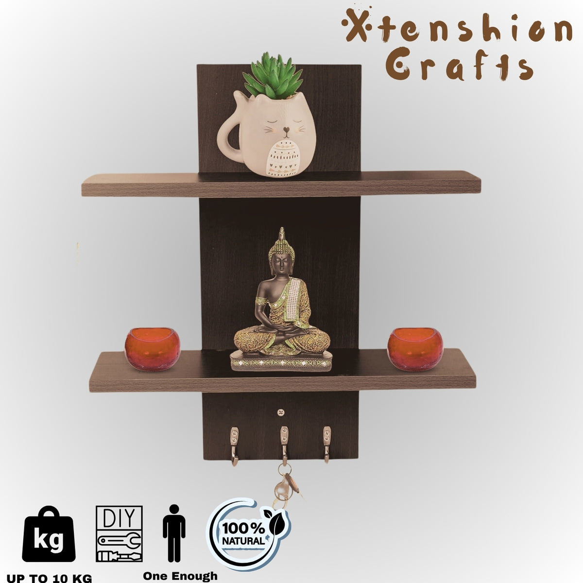 Wooden Wall Shelf & Key Holder – Montessori Style Organizer