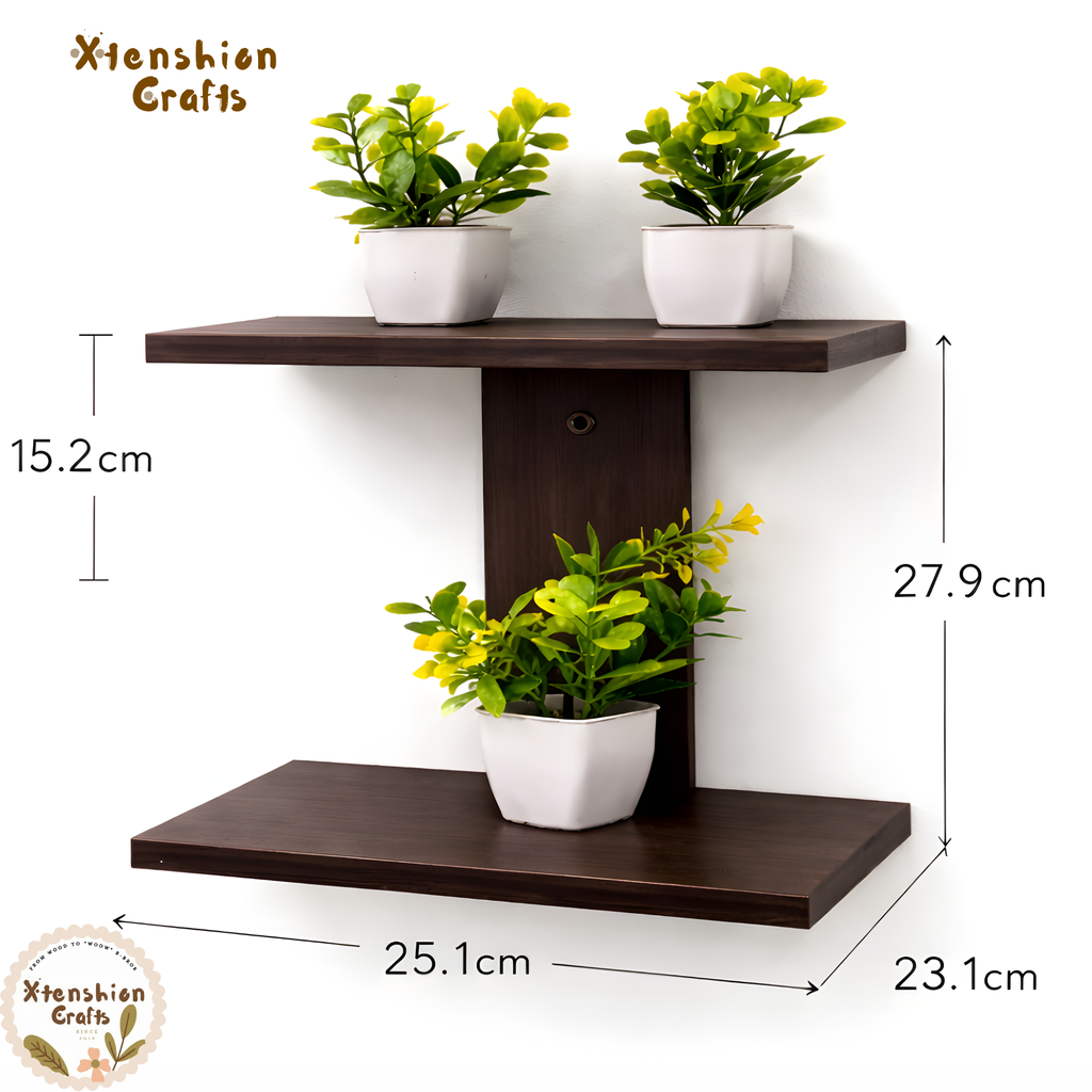 2-Tier Decorative Wooden Wall Shelf – Montessori Kids Learning Shelf
