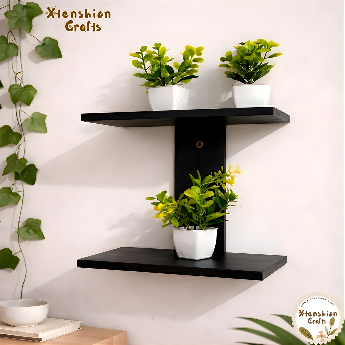2 Tier wooden wall shelf