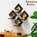 4-Square Wooden Wall Shelf