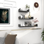 u shape wooden wall shelf – natural finish