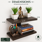 2 Tier Wooden Wall Shelf for Living Room, Bedroom & Kitchen | Wall Mounted Storage & Display Shelf