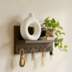 Stylish Wooden Wall Shelf with Key Holder for Kids — Montessori Style Organizer