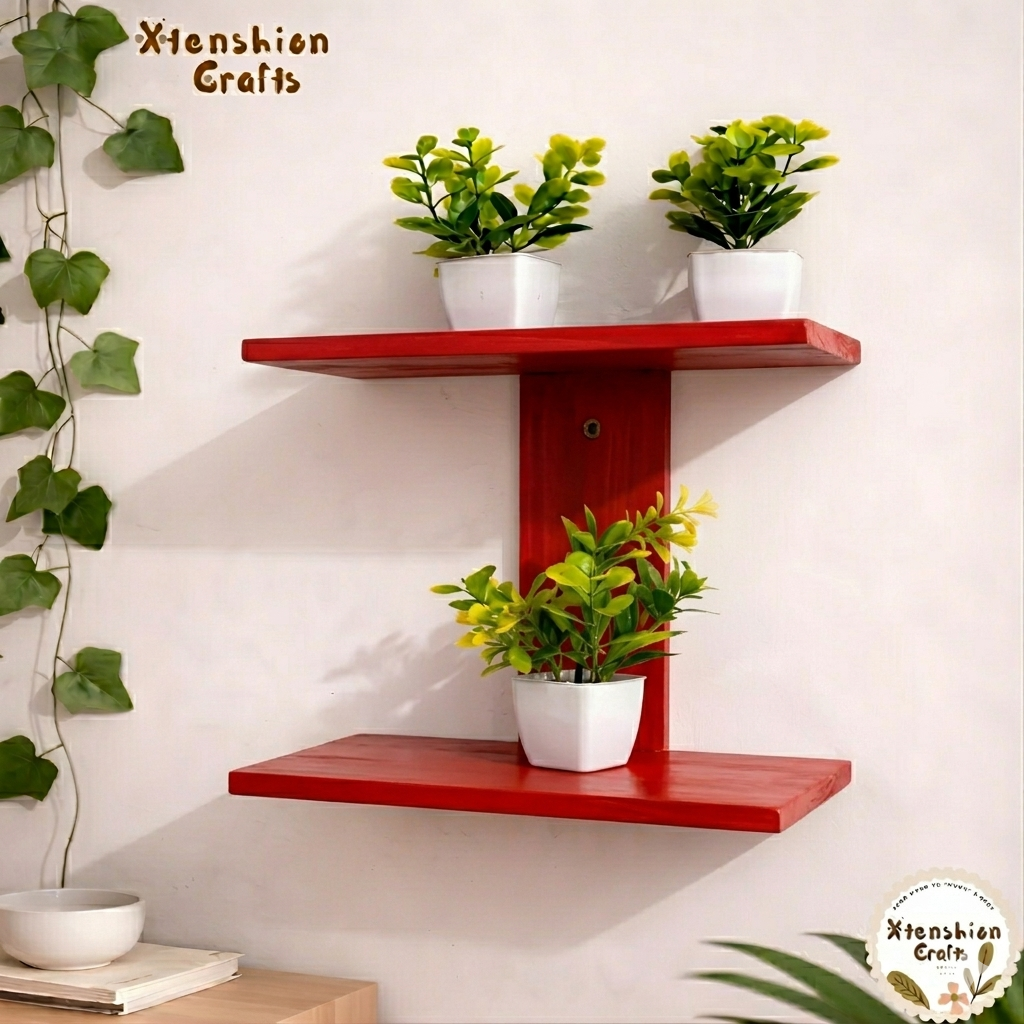 2 Tier wooden wall shelf