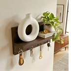 Stylish Wooden Wall Shelf with Key Holder for Kids — Montessori Style Organizer