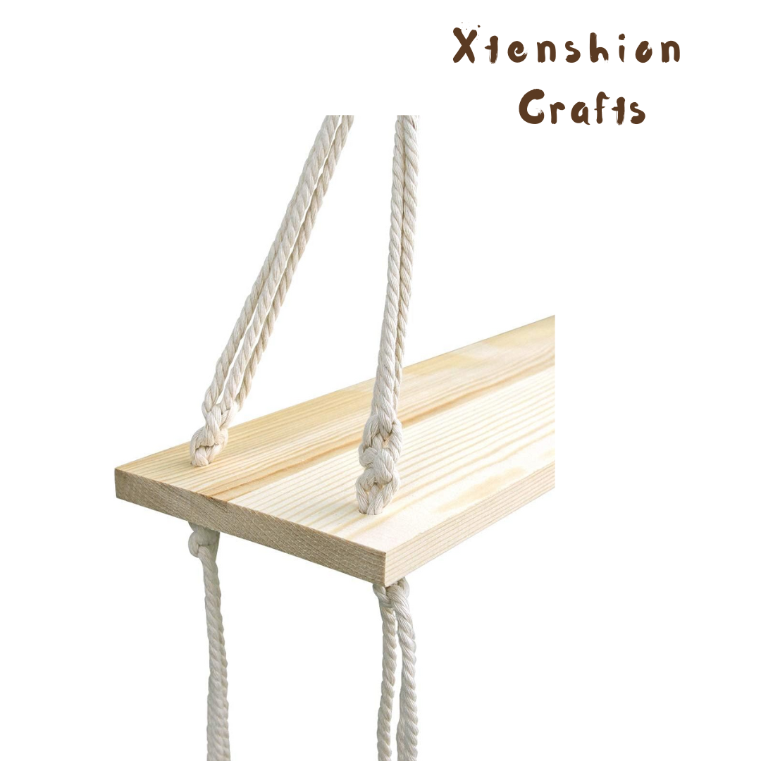 wall macrame shelf – handmade wooden hanging organizer