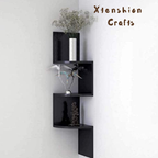 zig zag wall mounted wooden shelf – 3 tier | red finish