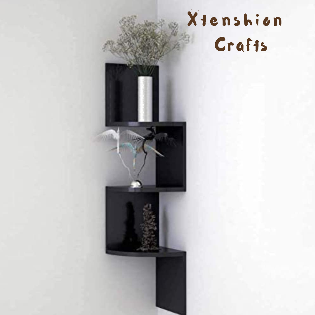 zig zag wall mounted wooden shelf – 3 tier | red finish