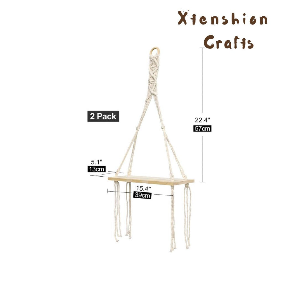 wall macrame shelf – handmade wooden hanging organizer