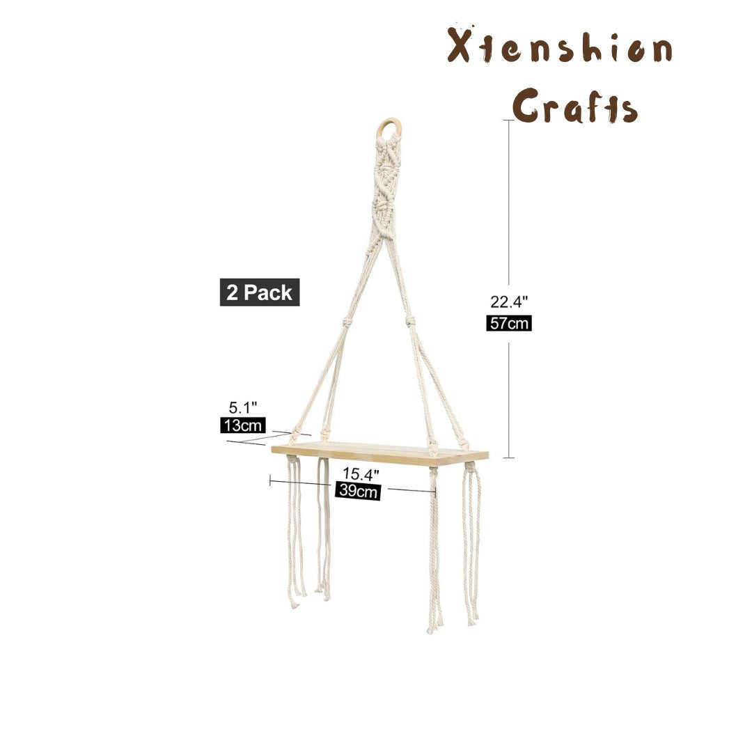 wall macrame shelf – handmade wooden hanging organizer