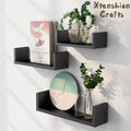 u shape wooden wall shelf – natural finish