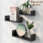 u shape wooden wall shelf – natural finish