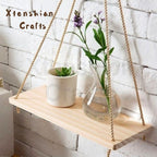 pine wood macramé wall hanging shelf – premium decorative accent