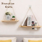 pine wood macramé wall hanging shelf – premium decorative accent