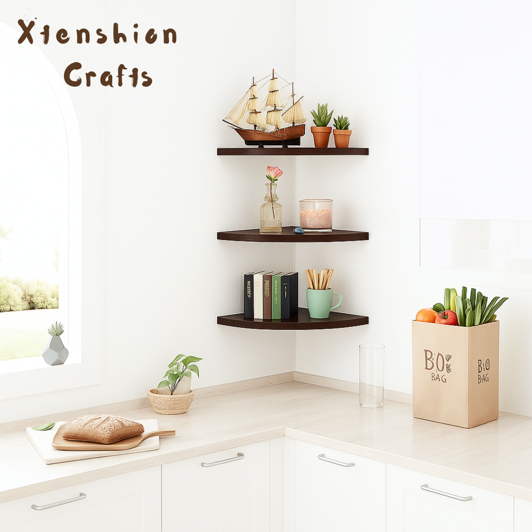 3-Tier Corner Floating Wall Shelf