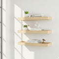 3 tier wall mount bookshelf – polished brown plywood for home & office