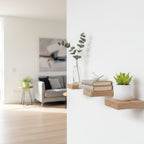 wooden floating wall shelves – set of 3