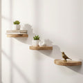 semi circle rustic pine wood floating wall shelves – set of 3