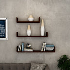 u shape wooden wall shelf