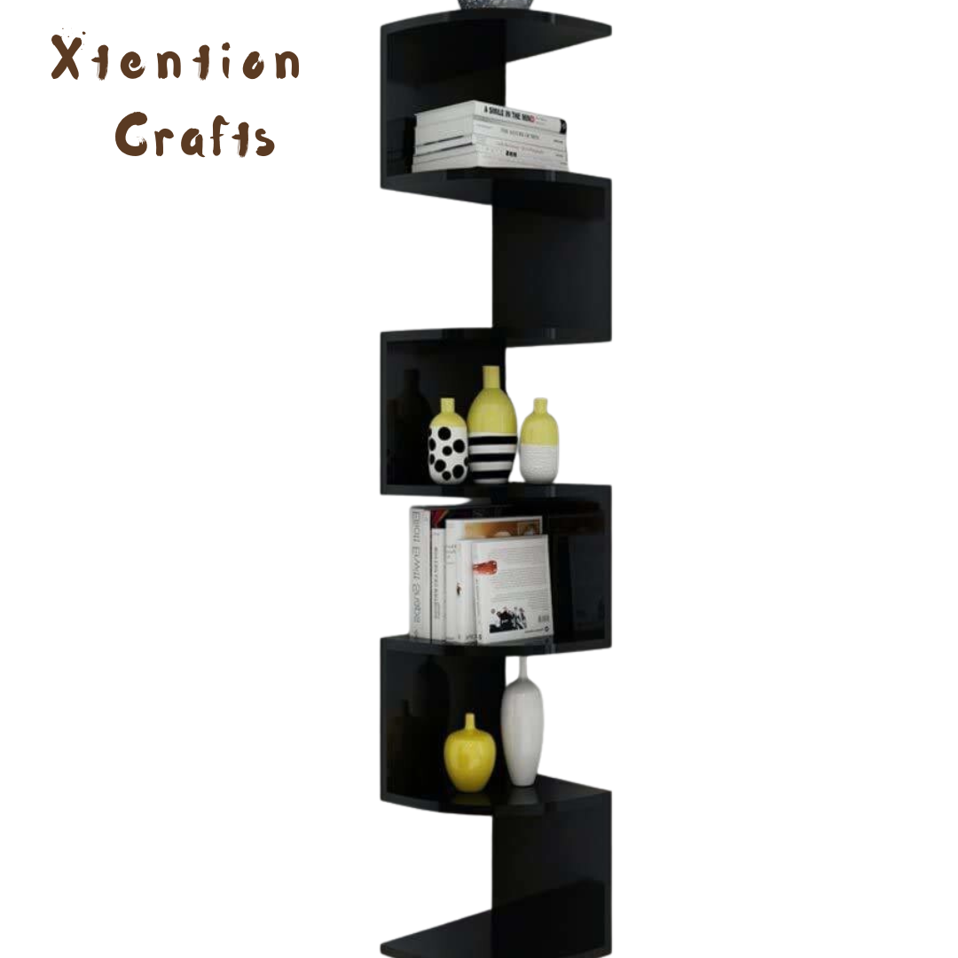 Zig Zag Wall-Mounted Wooden Shelf – 3 Tier | Red Finish