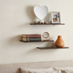 Wooden Wall Shelf for Living Room | Floating Wood Wall Shelves | Set of 3 | Dark Walnut | 40 x 20 cm