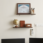 Wooden Wall Shelf for Living Room | Floating Wood Wall Shelves | Set of 3 | Dark Walnut | 40 x 20 cm