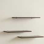 Wooden Wall Shelf for Living Room | Floating Wood Wall Shelves | Set of 3 | Dark Walnut | 40 x 20 cm