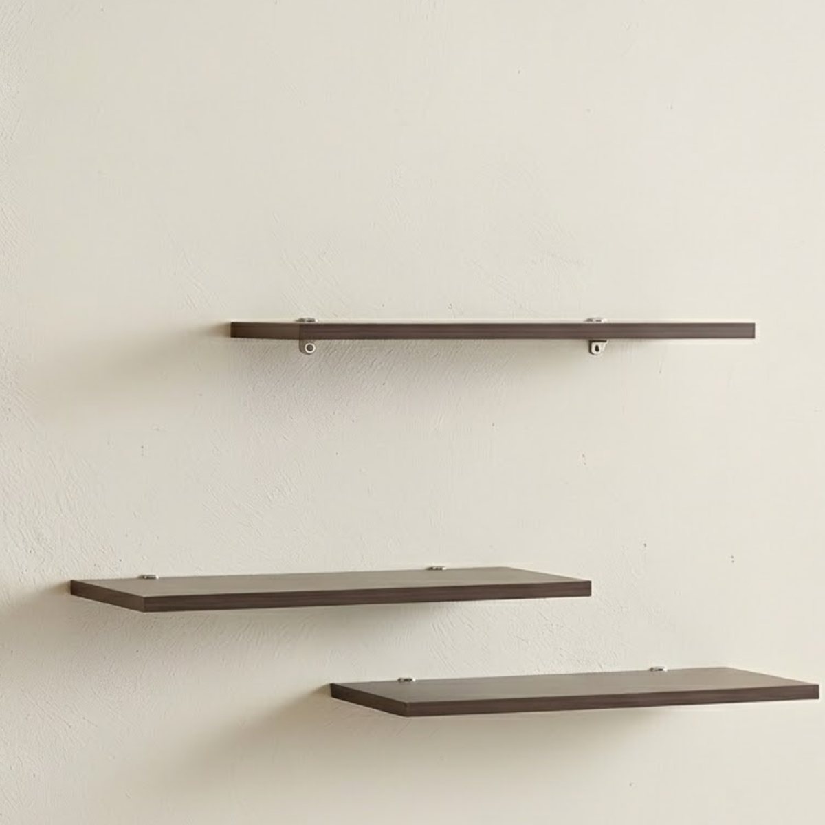 Wooden Wall Shelf for Living Room | Floating Wood Wall Shelves | Set of 3 | Dark Walnut | 40 x 20 cm
