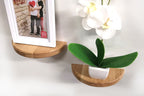 semi circle rustic pine wood floating wall shelves – set of 3
