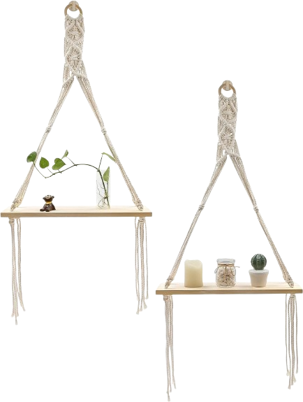 Wall Macrame Shelf – Handmade Wooden Hanging Organizer