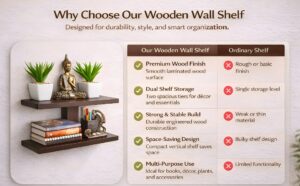 wooden wall shelf 2 tier